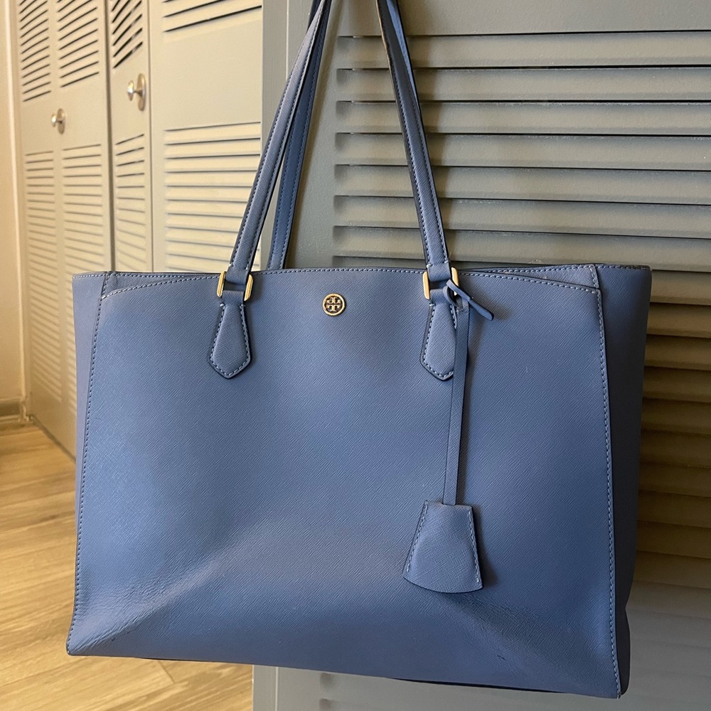 Tory Burch Bluewood Robinson Saffiano Leather Tote